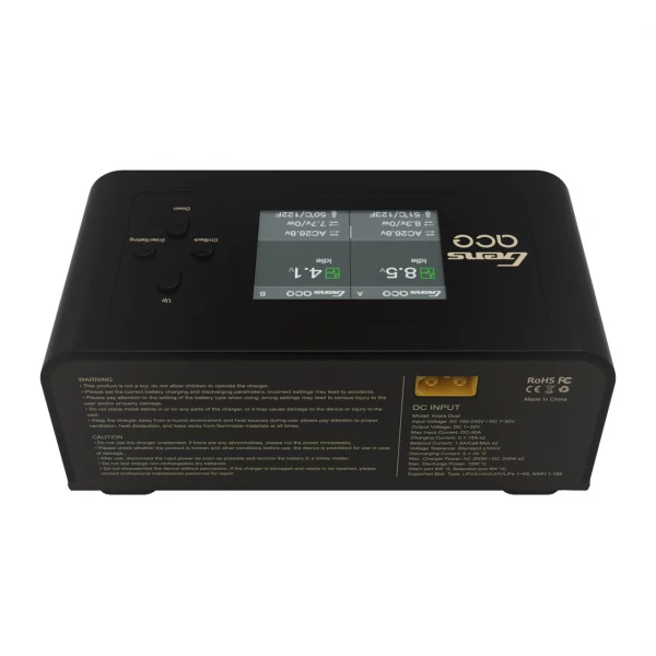 GensAce Imars Dual Channel AC200W/DC300W Balance Charger Black - Image 2