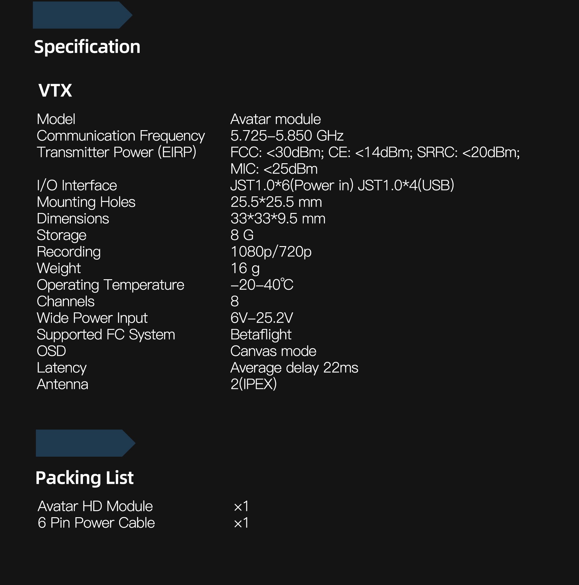 Walksnail Avatar HD VTX 6 - Walksnail