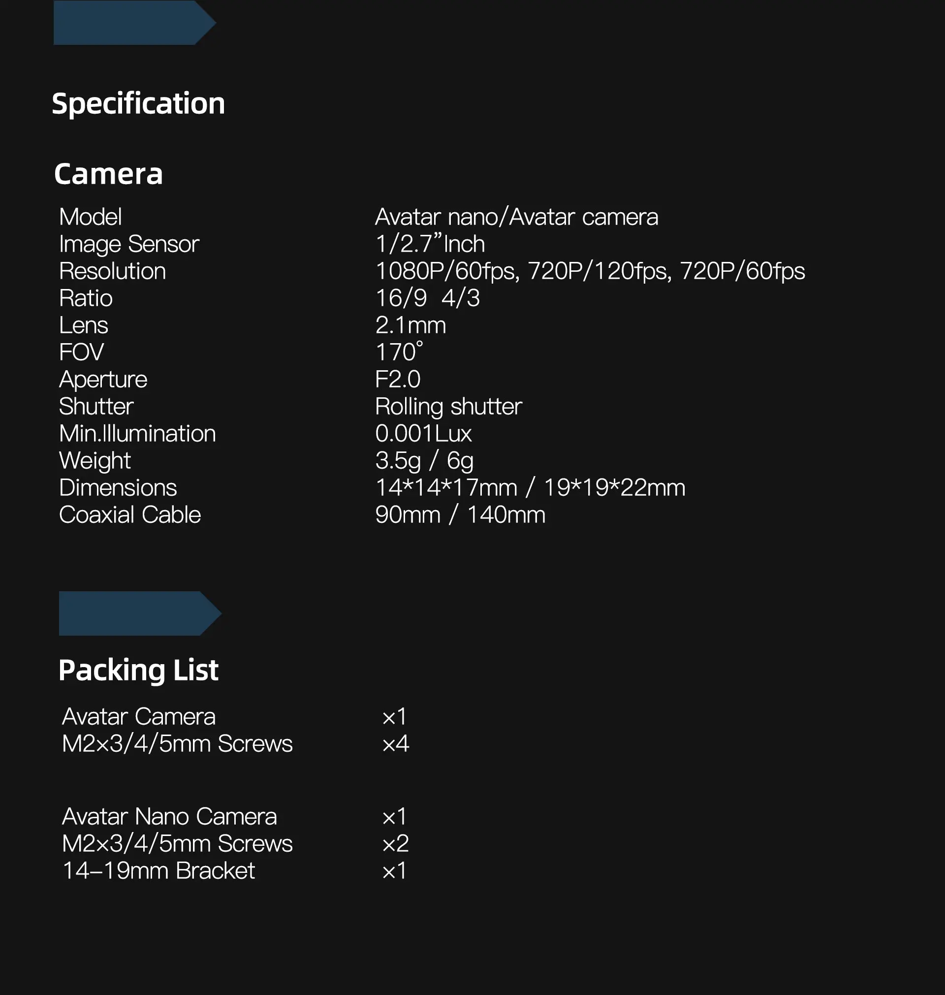 Walksnail Avatar HD Nano Camera 5 Walksnail Avatar HD Nano Camera 3 - Walksnail