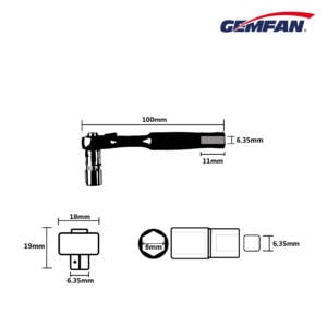 Gemfan 1/4 8MM Ratchet Screwdriver Socket Wrench for FPV 5 - Gemfan