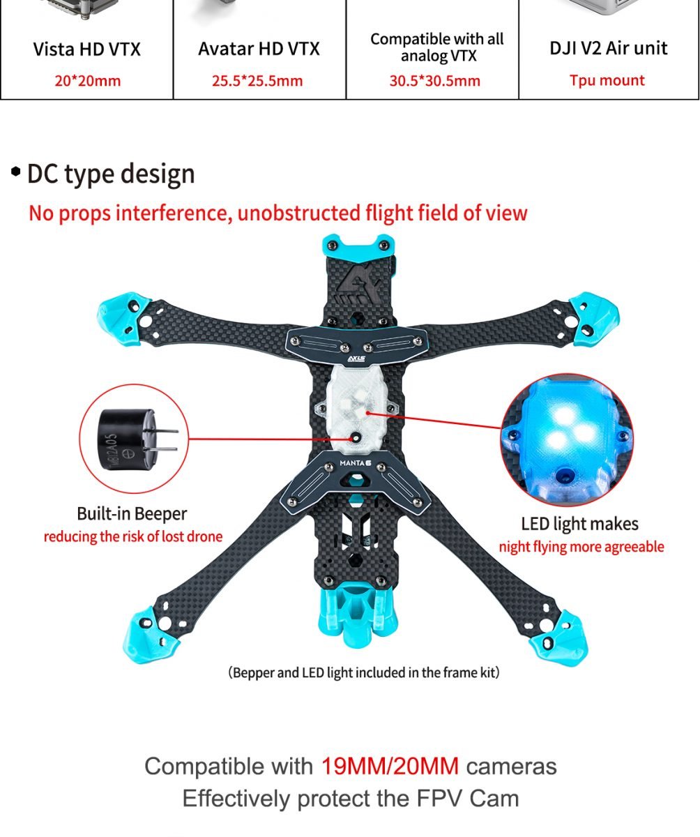 Axisflying Manta 6inch Mid-Range Cinematic Freestyle Frame Kit (HD Version) 9 - AxisFlying