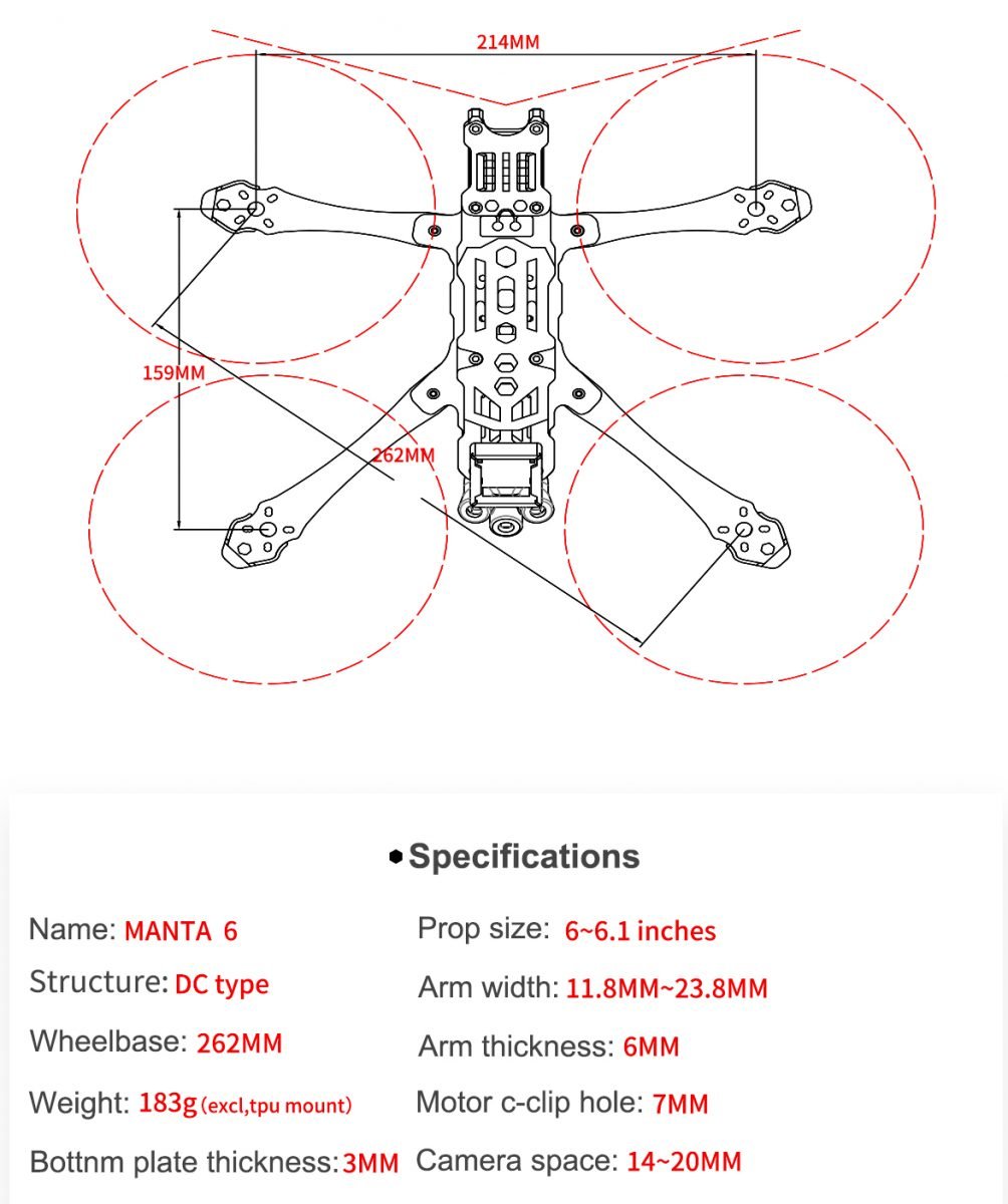 Axisflying Manta 6inch Mid-Range Cinematic Freestyle Frame Kit (HD Version) 11 - AxisFlying