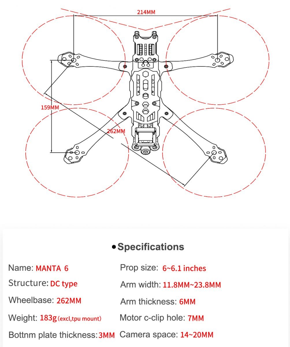 Axisflying Manta 6inch Mid-Range Cinematic Freestyle Frame Kit (HD Version) 17 - AxisFlying