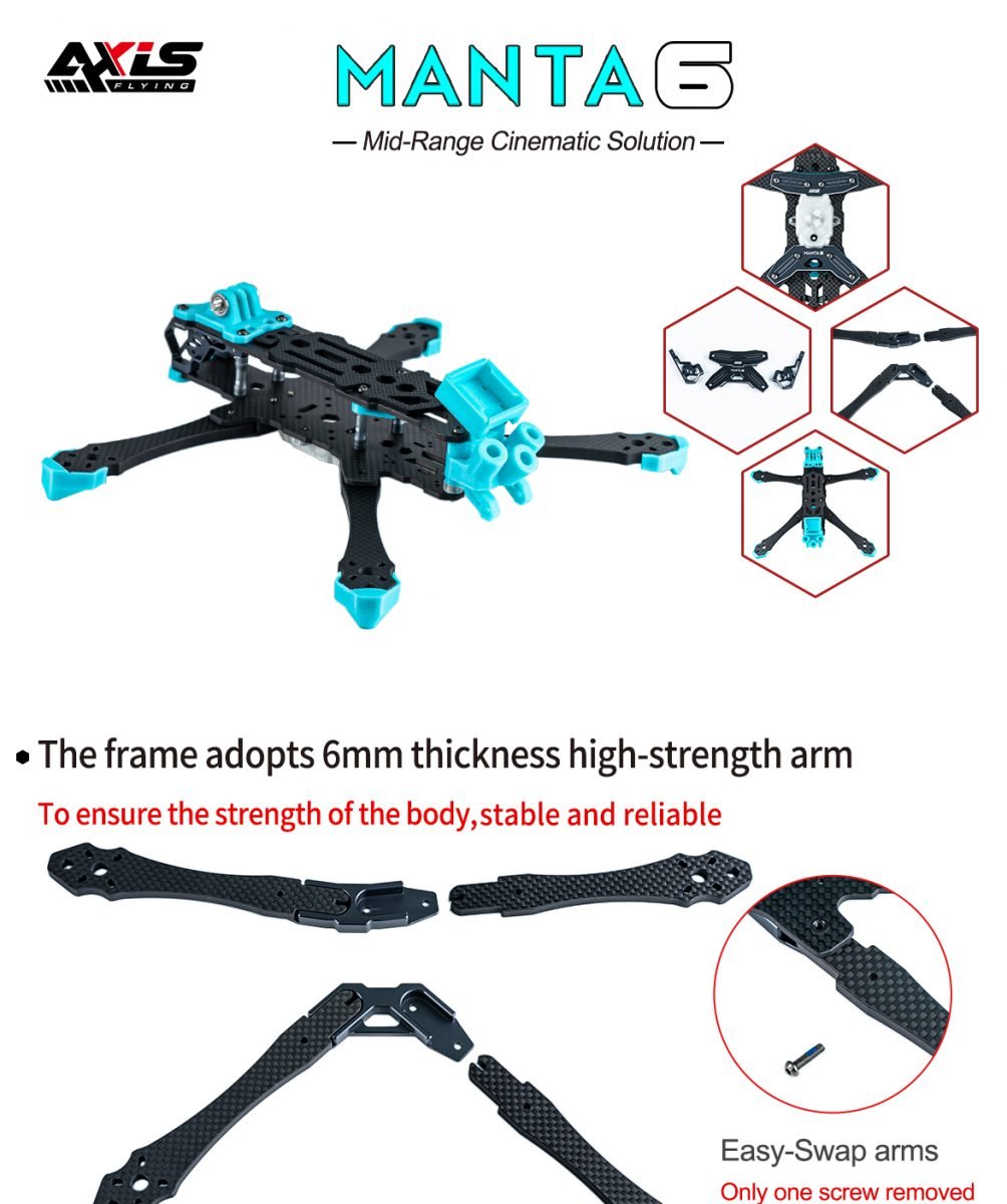 Axisflying Manta 6inch Mid-Range Cinematic Freestyle Frame Kit (HD Version) 13 - AxisFlying