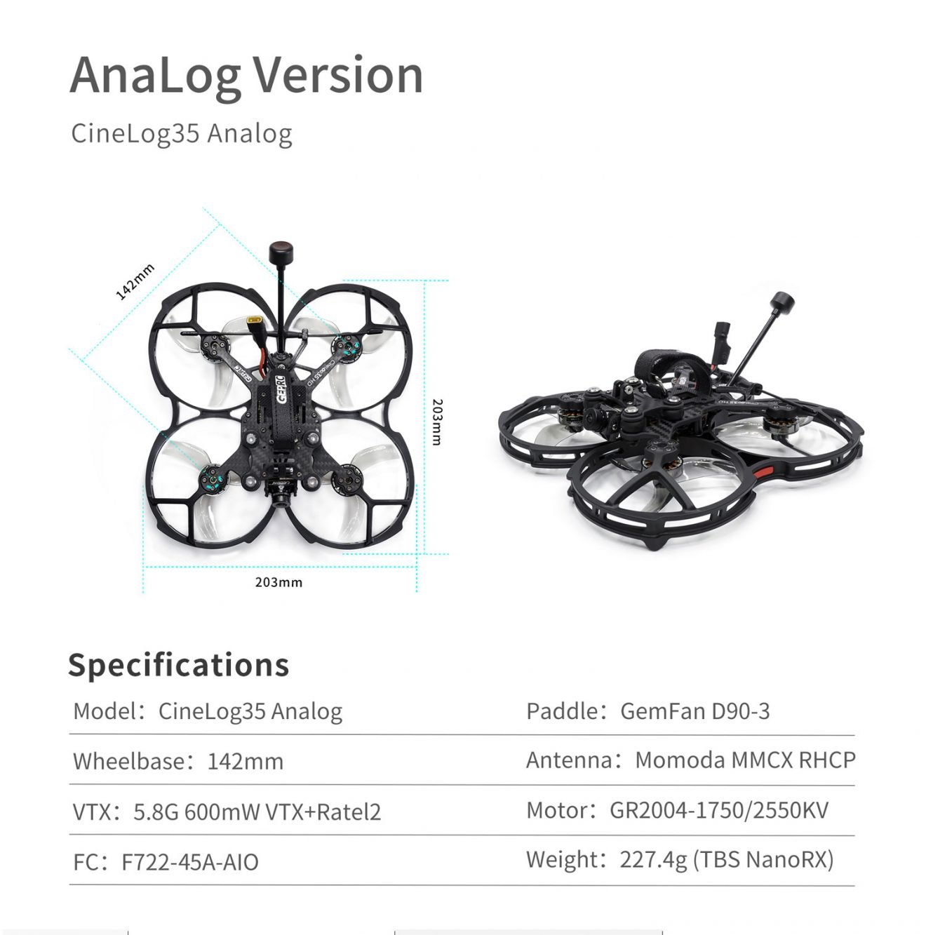 GEPRC CineLog35 Analog CineWhoop FPV Drone 4S/6S - PNP 11 - GEPRC
