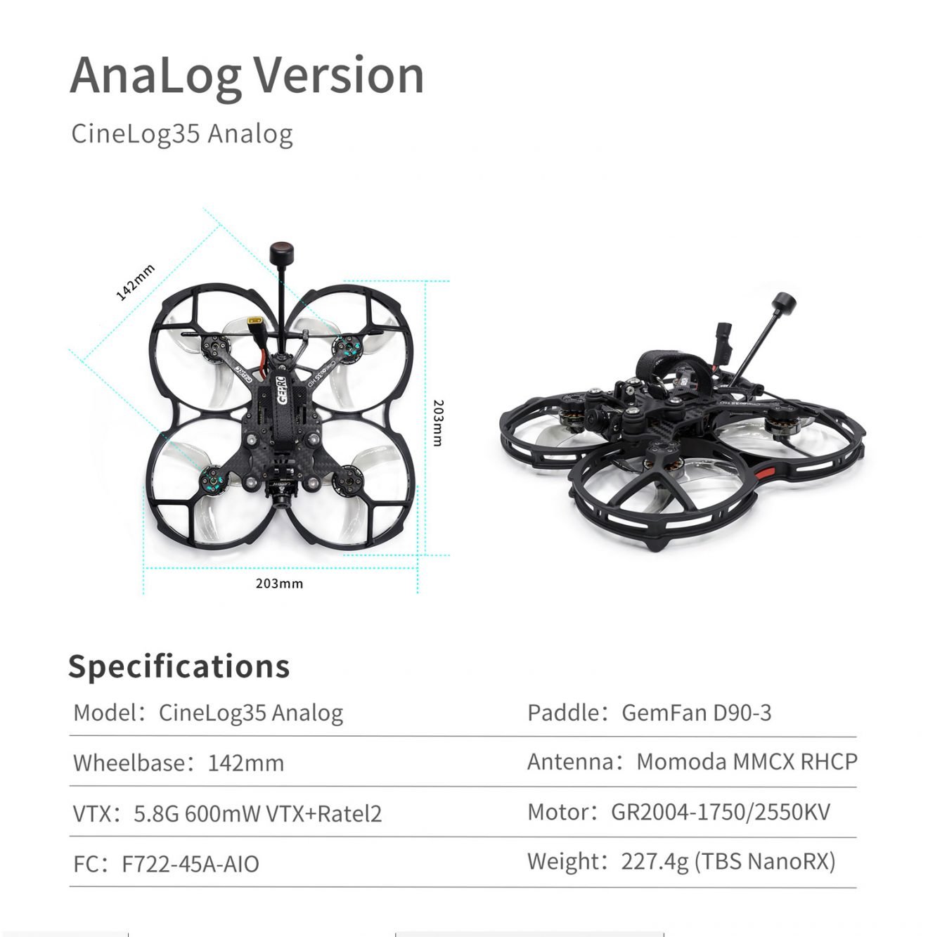 GEPRC CineLog35 Analog CineWhoop FPV Drone 4S/6S - PNP 6 - GEPRC