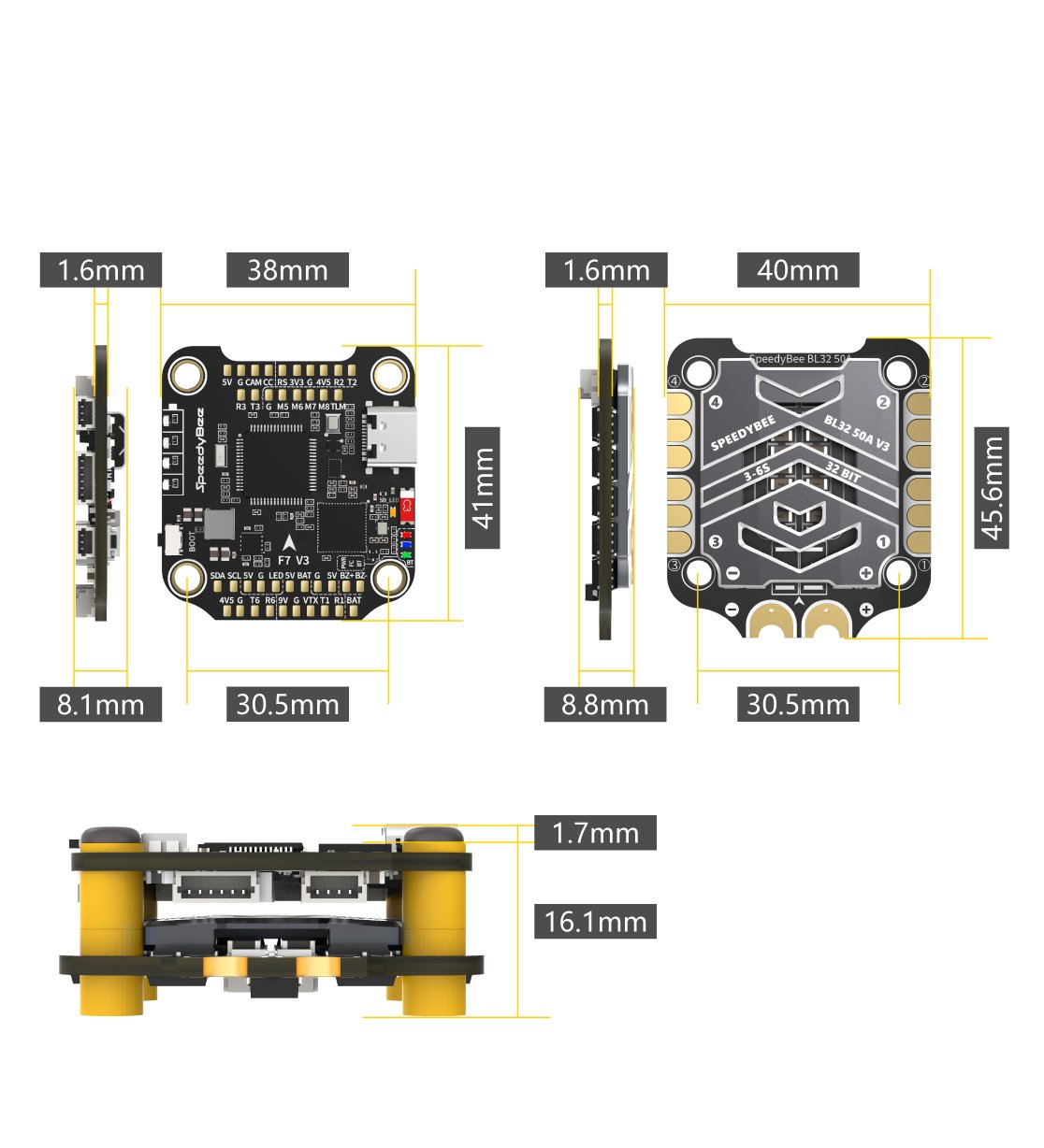 SpeedyBee F7 V3 BL32 50A 30x30 Stack (Pick Your ESC Or Flight