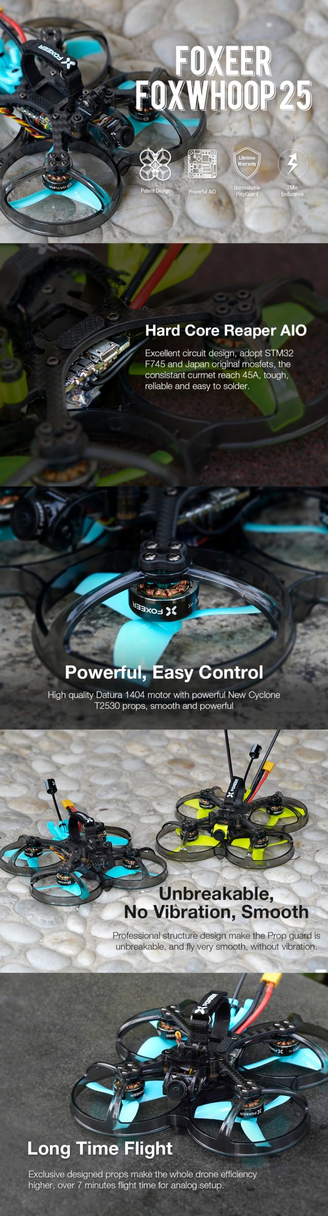 Foxeer Foxwhoop 25 Whoop Drone - Teal RHCP - Vista 3 - Foxeer