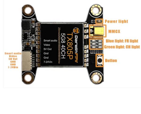 DarwinFPV 5.8G 40CH 25/200/600/800mW TX805P VTX - Image 4