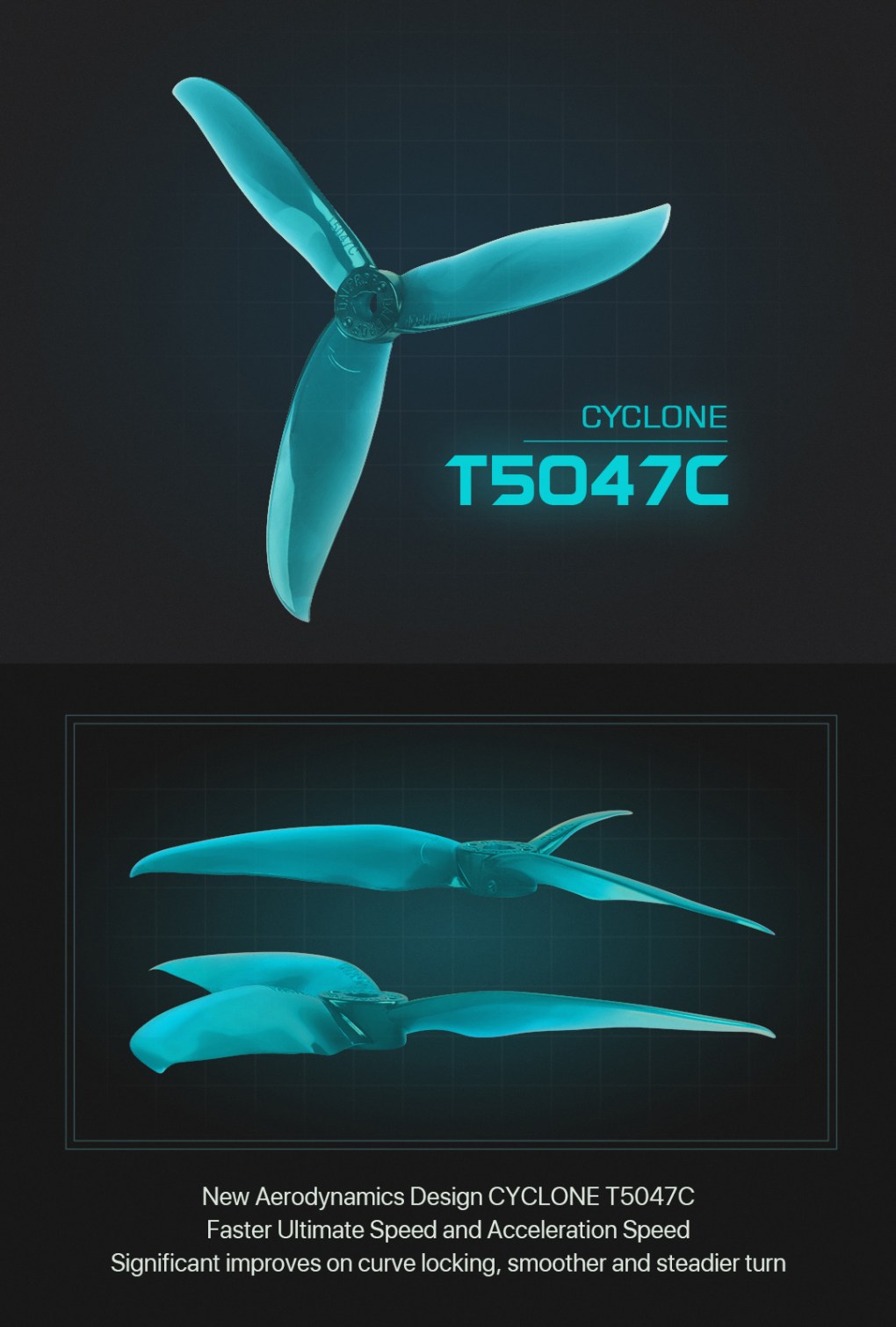 DALPROP Cyclone T5047C Propeller 6 Pair Bundle POPO - Turquoise 3 - DALProp