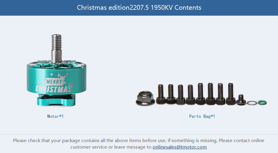 T-Motor Limited Christmas Edition 2207.5 FPV Motor - 1950Kv 8 - T-Motor