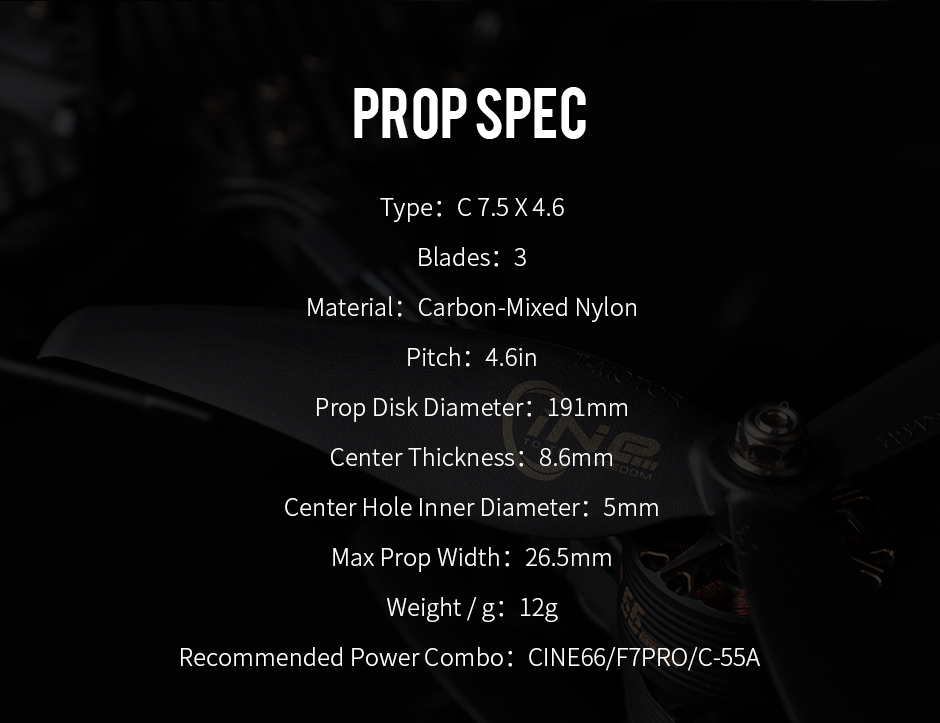 T-Motor C7.5x4.6 Professional Cinematic FPV Propeller (2pcs) 8 - T-Motor