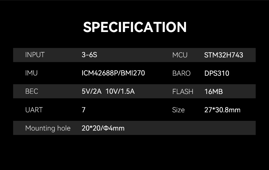 T-Motor DUAL BEC H7 MINI FC 17 -