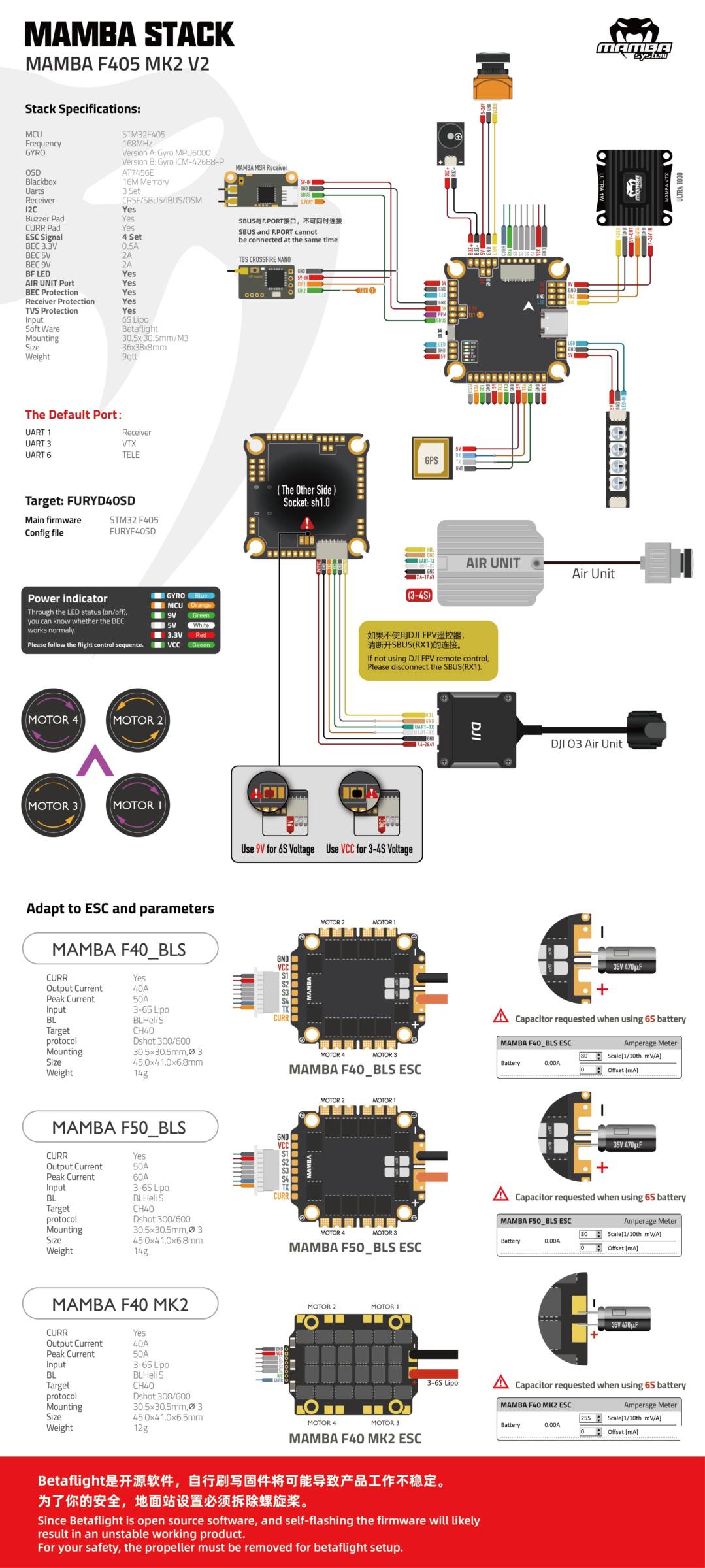 Diatone MAMBA F405MK2 V2 Flight Controller + F40MK2 Stack 21 -