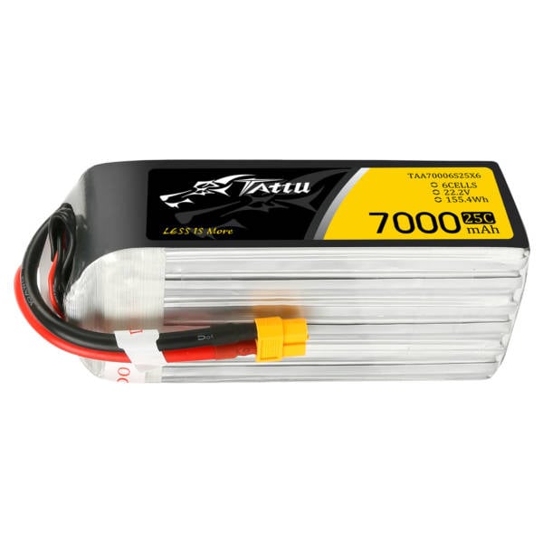 Tattu 7000mAh 22.2V 6S 25C Lipo Battery Pack With XT60 Plug 1 - Tattu