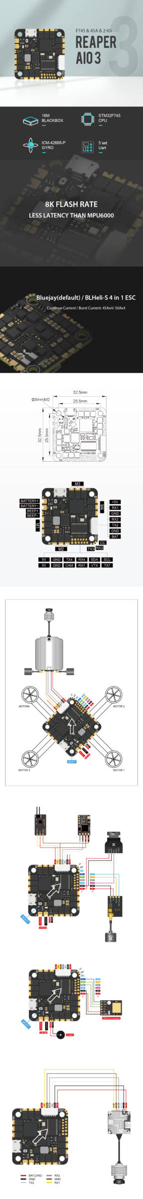 Foxeer Reaper AIO V3 F745 45A BLS Bluejay 2-6S 9 - Foxeer