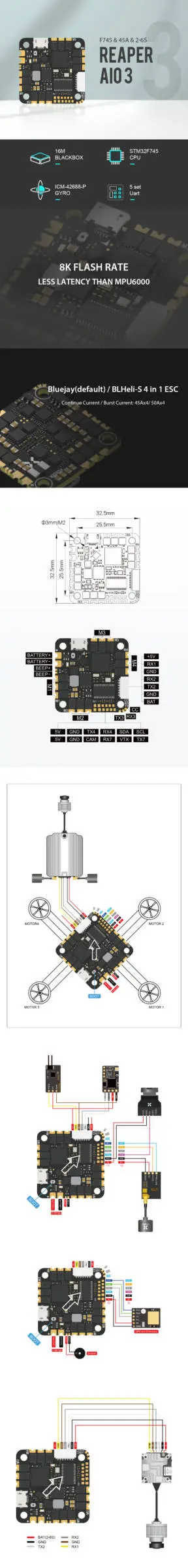 Foxeer Reaper AIO V3 F745 45A BLS Bluejay 2-6S 9 Foxeer Reaper AIO V3 F745 45A BLS Bluejay 2-6S 5 - Foxeer