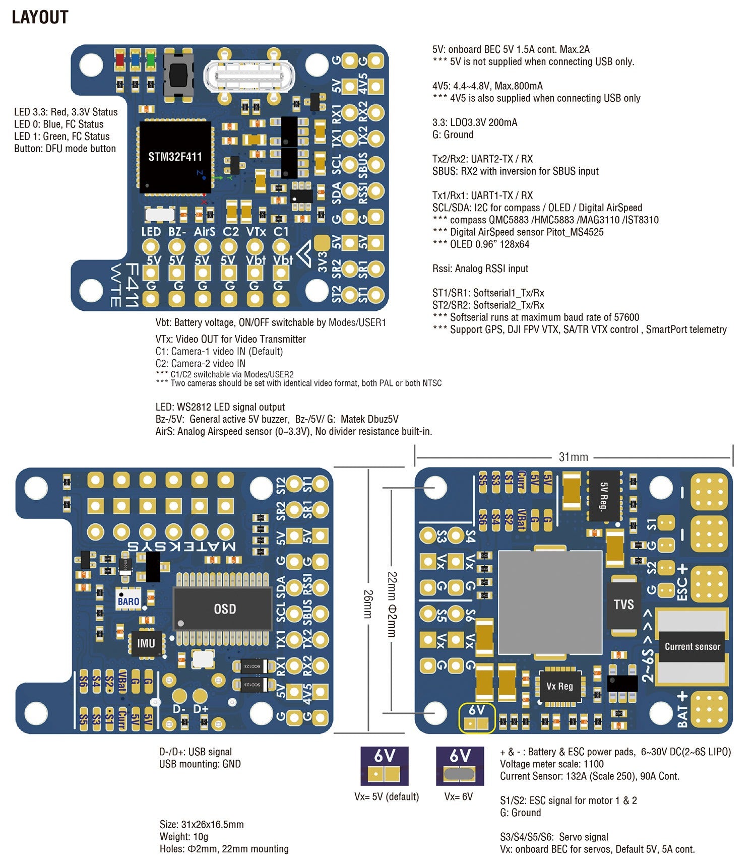 Matek F411-WTE Flight Controller 12 - Matek Systems