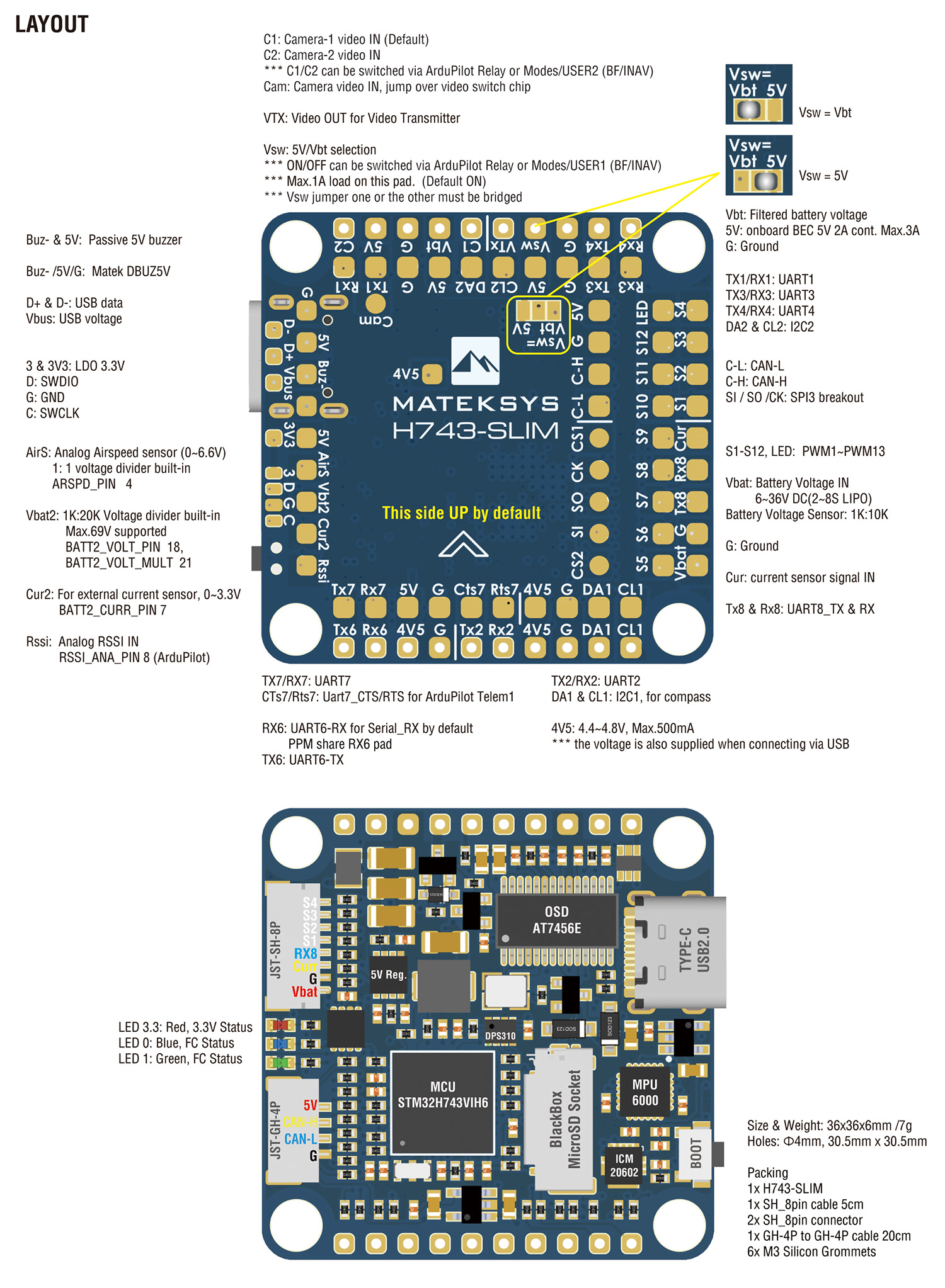 Matek Flight Controller H743 Slim V3 5 - Matek Systems