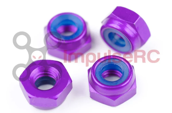 ImpulseRC Aluminum Nylock Purple - Motor Nuts (4pcs) (Pick your Color)