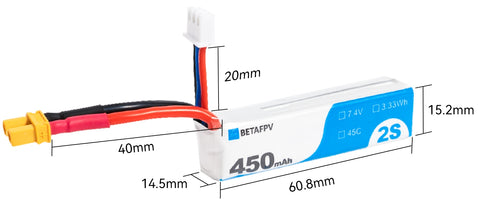 BetaFPV 450mAh 45c 2s Battery (2pcs) 3 - BetaFPV