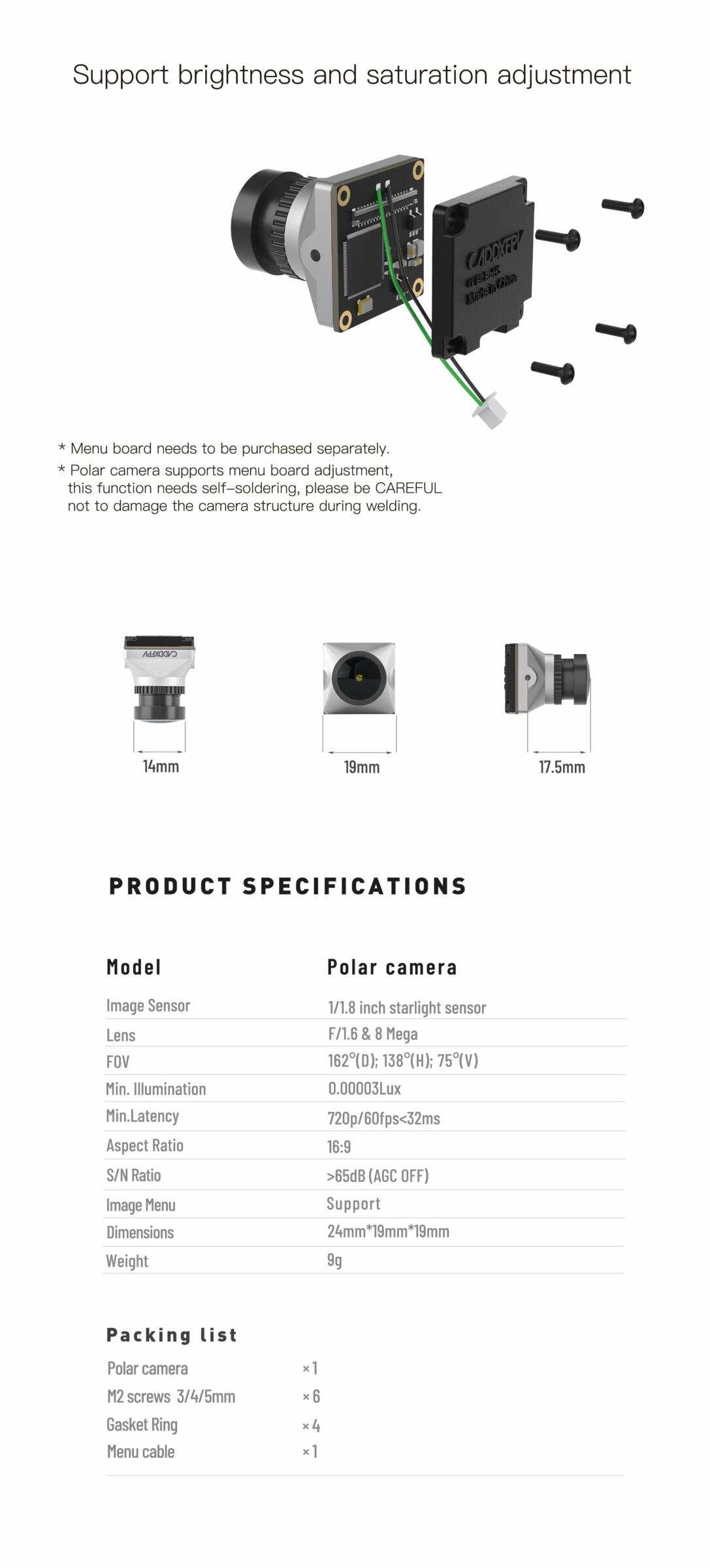 Caddx Polar Starlight Digital Camera for Caddx Vista and Runcam Link 4 - Caddx