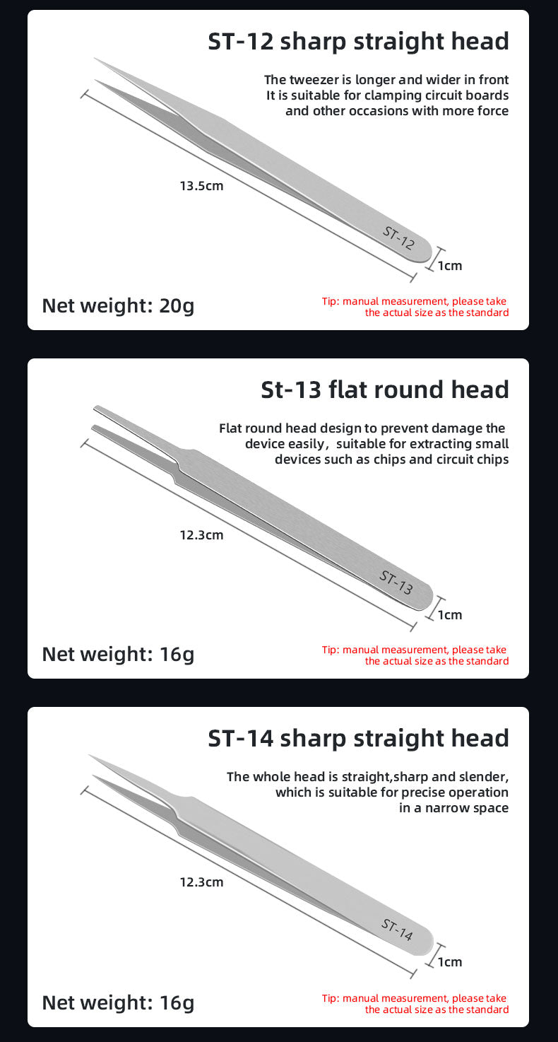 Sequre Precision Stainless Steel Tweezers Kit 17 - Sequre