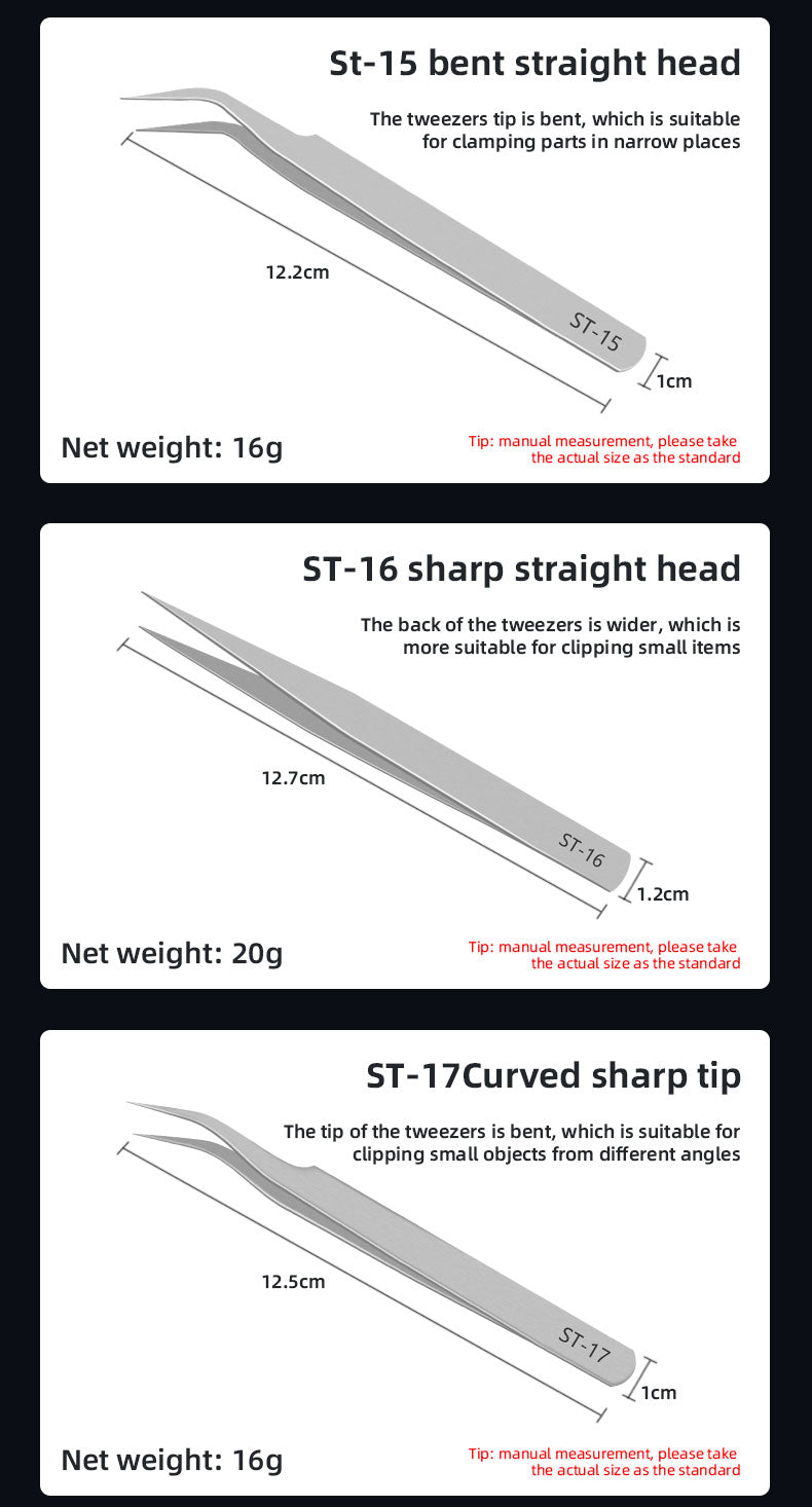 Sequre Precision Stainless Steel Tweezers Kit 18 - Sequre