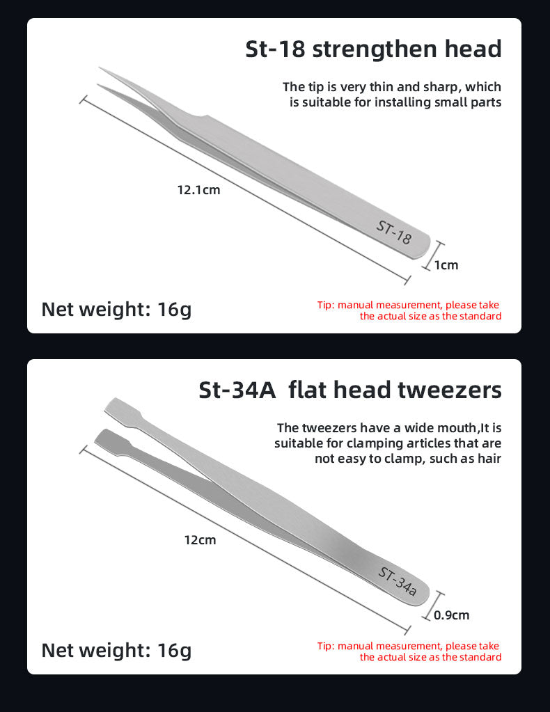 Sequre Precision Stainless Steel Tweezers Kit 19 - Sequre