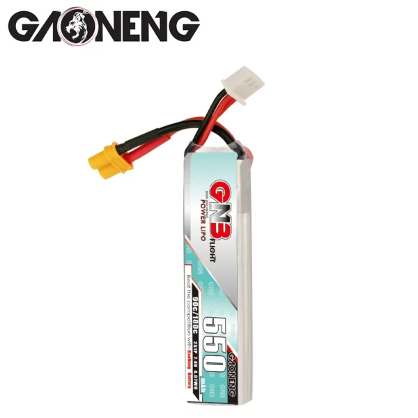 GNB GAONENG 2S 550mAh 7.4V 90C LiPo Battery Long Type - XT30 - Image 2