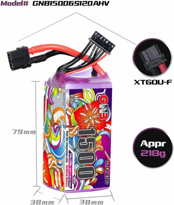 GAONENG GNB 1500mAh 22.8V 6S 120C XT60 LiPo Battery - Image 3