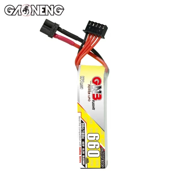 GNB GAONENG 4S 660mAh 15.2V 90C LiPo Battery Long Type - XT30 - Image 3