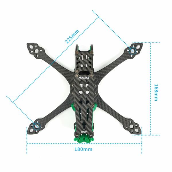 GEPRC FPV Freestyle Frame MARK5 Pro O3- Squashed X Green - Image 3