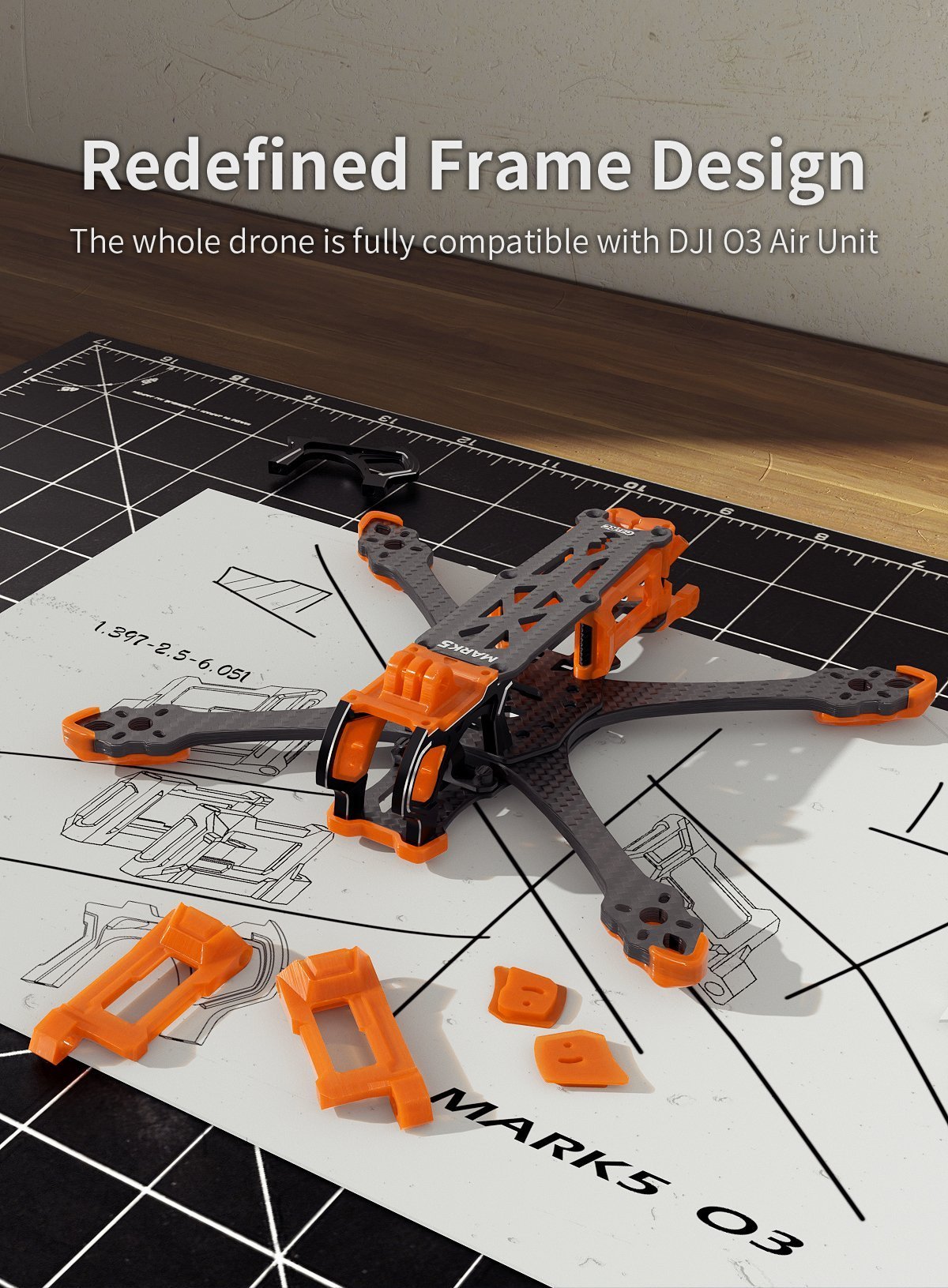 GEPRC FPV Freestyle Frame MARK5 Pro O3- Squashed X Green 10 - GEPRC