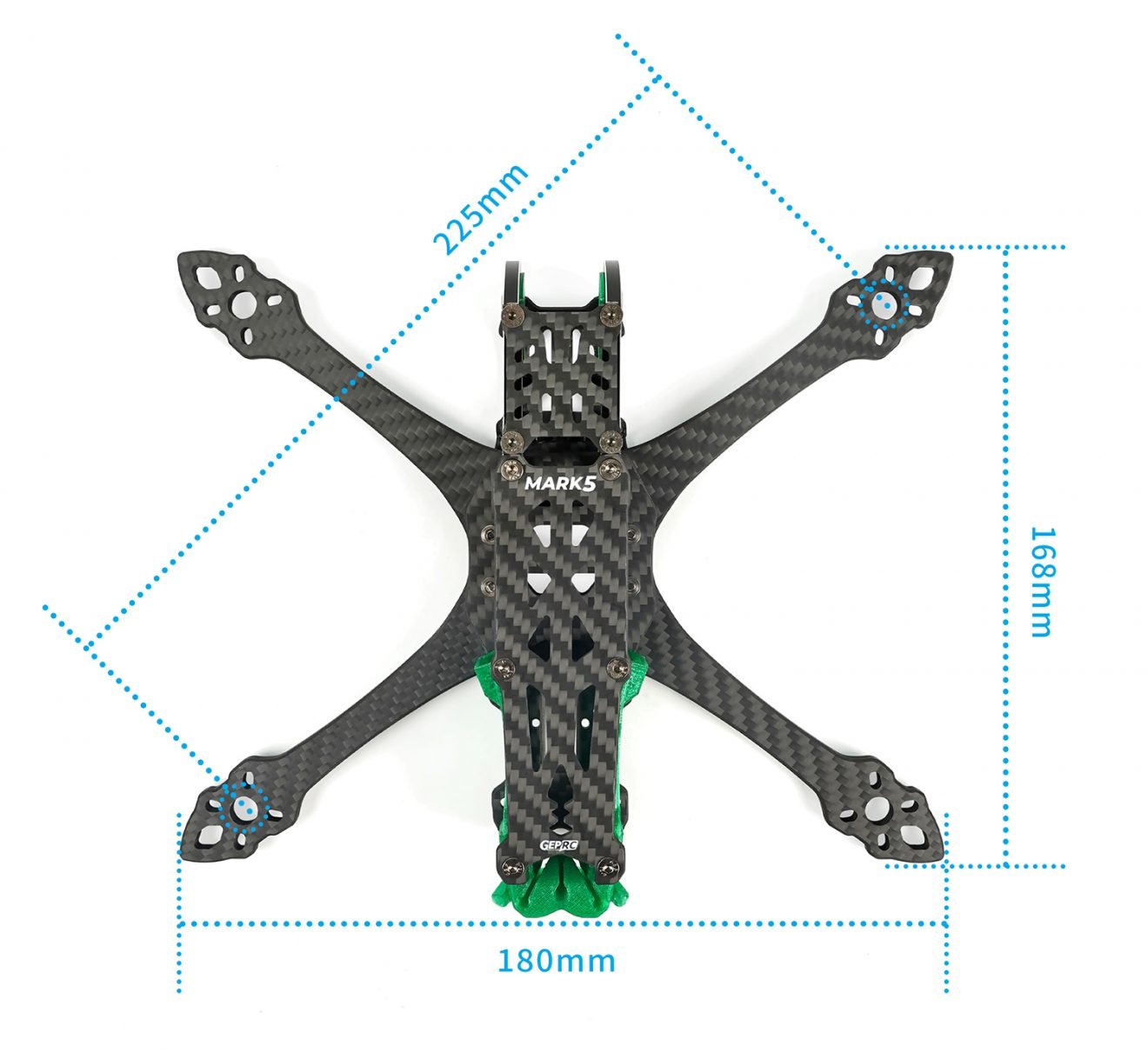 GEPRC FPV Freestyle Frame MARK5 Pro O3- Squashed X Green 25 - GEPRC