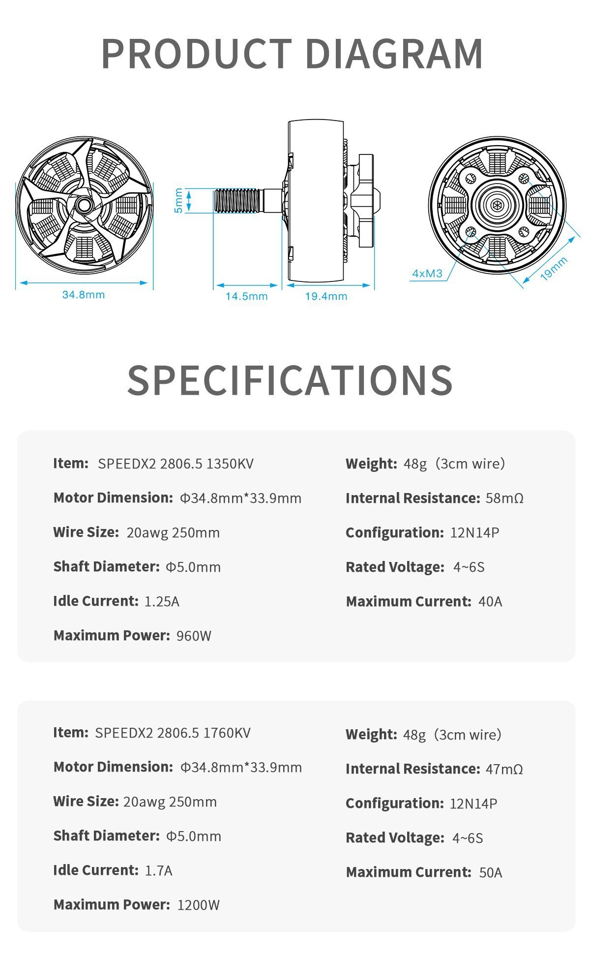 GEPRC SPEEDX2 2806.5 1350kv 7" Motor 19 - GEPRC