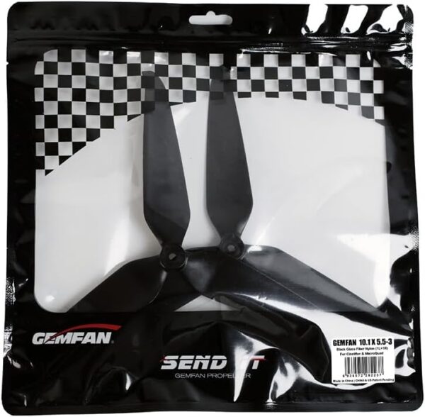 GemFan 10.1X5.5 Cinelifter Glass Fiber Nylon 3 Blade Props - Black - Image 2