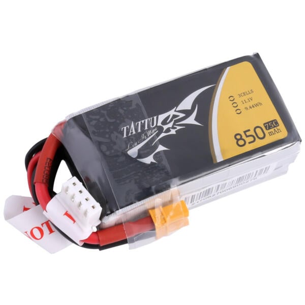 Tattu 850mAh 3S 11.1V 75C Lipo Battery Pack - XT30