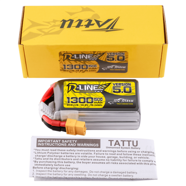 Tattu R-Line Version 5.0 1300mAh 4S 14.8V 150C Lipo Battery Pack - XT60 - Image 3