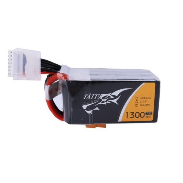 Tattu 6S LiPo Battery 75C (22.2V/1300mAh) w/XT-60 Connector