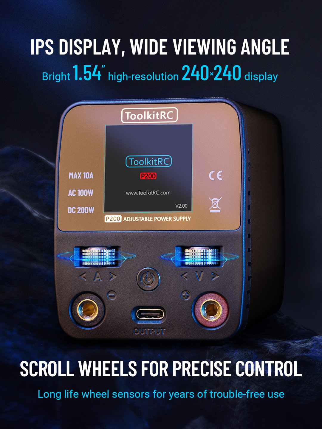 IPS Display, wide viewing angle: Bright 1.54" high-resolution 240×240 display Scroll wheels for precise control: Long life wheel sensors for years of trouble-free use