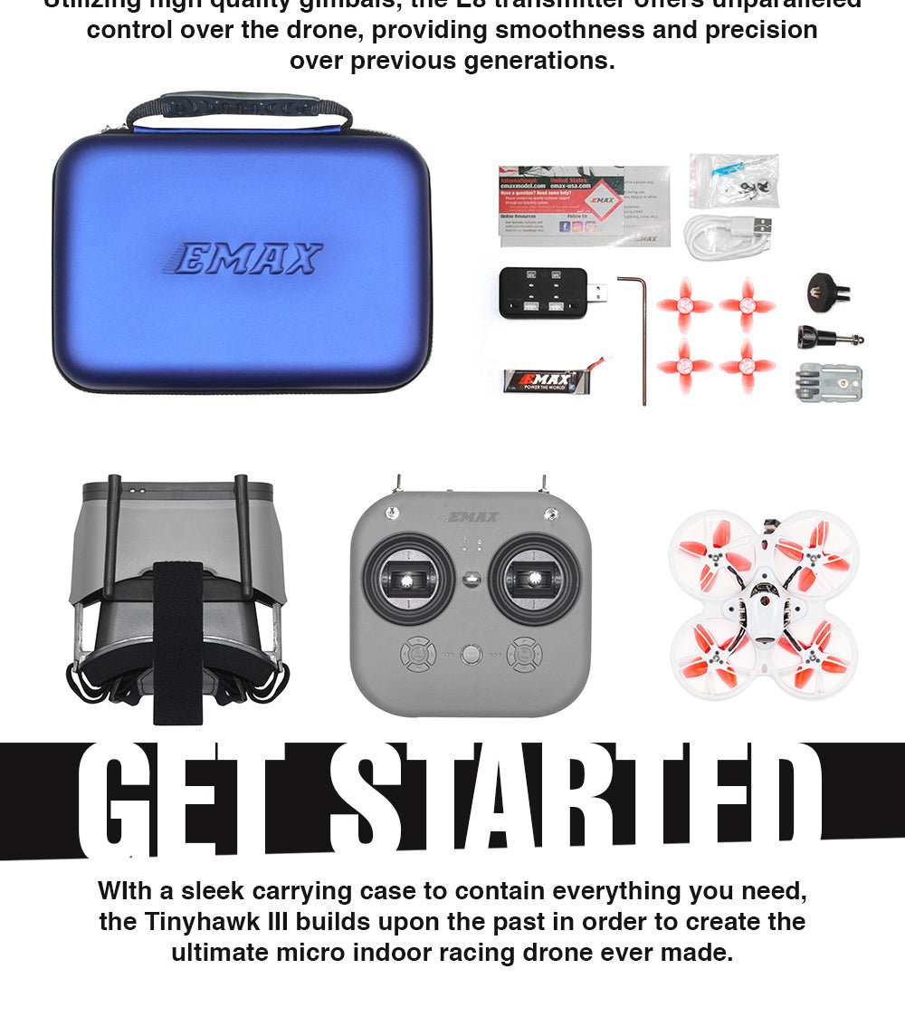 EMAX Tinyhawk III FPV Racing Drone - Ready To Fly (RTF) w/ Controller and Goggles 14 - Emax