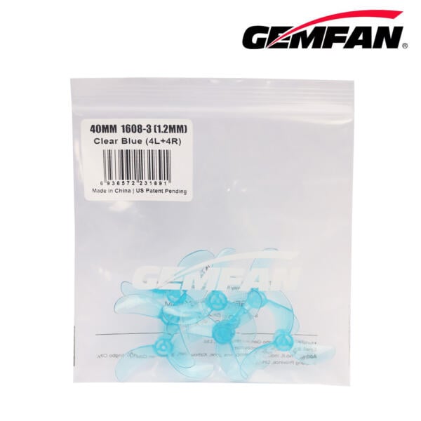 Gemfan 40mm 1608 PC 3 Blade 1.2mm - Clear Blue - Image 3