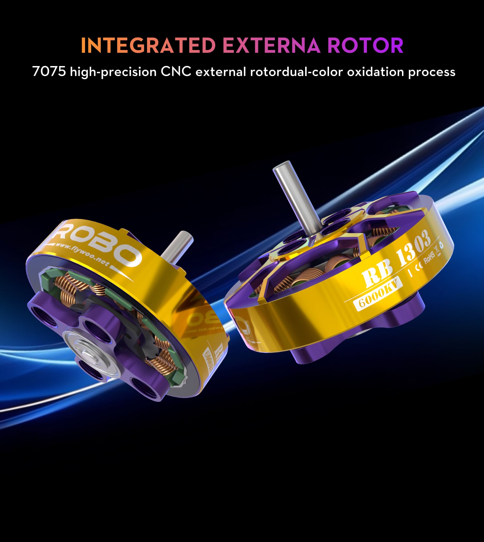 Flywoo ROBO 1303 6000KV (Gold/Purple) 8 Flywoo ROBO 1303 6000KV (Gold/Purple) 5 - Flywoo