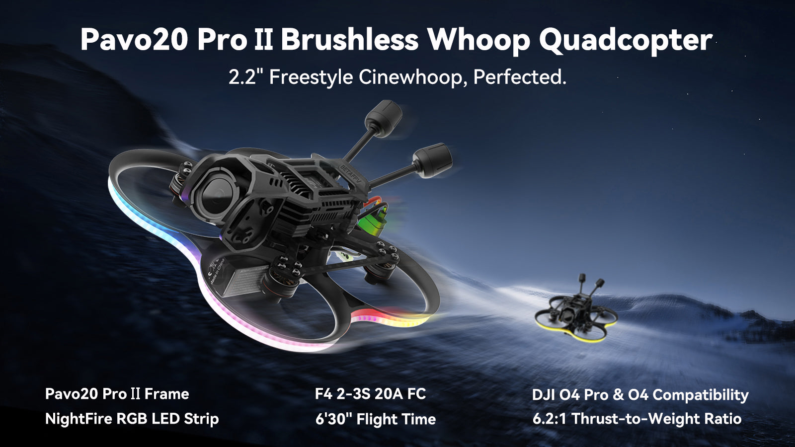 BetaFPV Pavo20 Pro II O4 Brushless Whoop Quadcopter ELRS 2.4G 11 Pavo20 Pro II Brushless Whoop Quadcopter 2.2'' Freestyle Cinewhoop