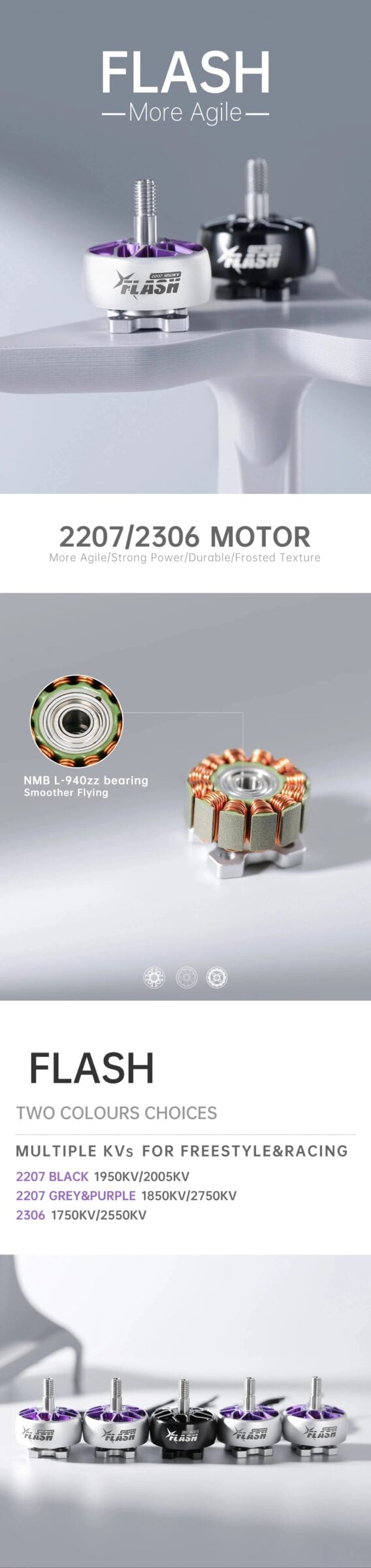 FlyFishRC Flash 2207 1850Kv Motor (Grey & Purple) 9 FlyFishRC Flash 2207 1850Kv Motor (Grey & Purple) 5 - FlyFishRC