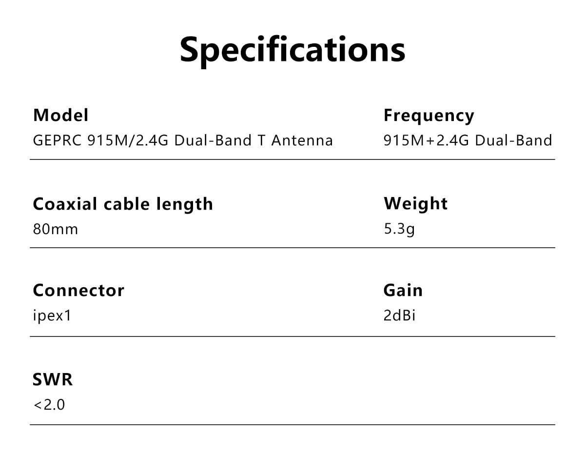 GEPRC 915M/2.4G Dual-Band T Antenna 6 - GEPRC