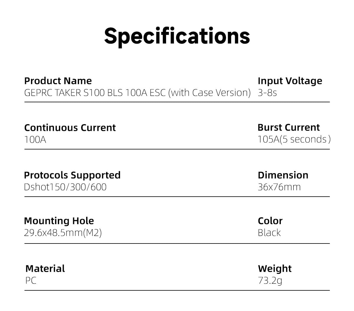 GEPRC TAKER S100 8S BLS 100A ESC 6 - GEPRC