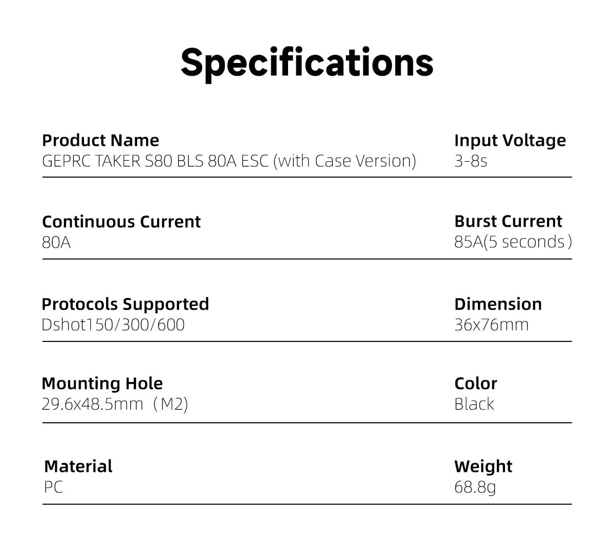 GEPRC TAKER S80 8S BLS 80A ESC 6 - GEPRC
