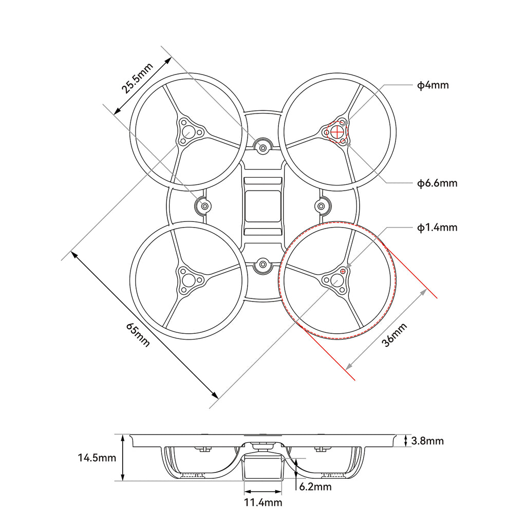 BetaFPV Air65 Champion Brushless Whoop Frame 6 Air65 Champion Brushless Whoop Frame diagram
